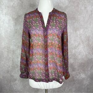Sundance Sheer Silk Floral Button Down Blouse In Multi Women's Size XS